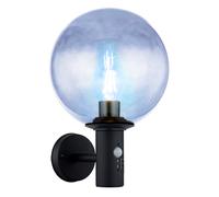 Applique murale d'extérieur Applique LED avec détecteur de mouvement applique murale acier inoxydable boule de verre anthracite fumée, contrôle app CCT, Smart RGB LED 8,5W 806Lm, LxPxH 26,5x25x37 cm