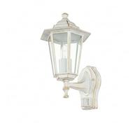 Applique d'extérieur « Paris » avec détecteur de mouvement, blanc et or, E27, lampe d'extérieur rétro pour balcon
