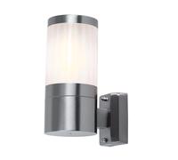 Applique murale d'extérieur en acier inoxydable, éclairage d'extérieur, lampe de porte d'entrée, applique de jardin, lampe de façade blanc argenté, métal plastique, 1x E27, PxHxP 10,2x24x15,5 cm