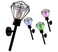 Applique murale d'extérieur en acier inoxydable, lampe de jardin, lampe torche, grille noire, contrôle par application CCT, Smart RGB LED 8,5W 806Lm, H 28,5 cm