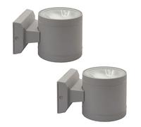 Applique murale d'extérieur grise, spot haut et bas, lampe de façade, lampe de porte d'entrée, verre en aluminium moulé sous pression, 1x G9, DxH 10,8x9,5 cm, lot de 2