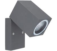 Applique murale d'extérieur lampe de jardin éclairage de façade en verre anthracite Applique murale UP avec spot mobile, brillant vers le bas, aluminium moulé sous pression, 1x GU10, LxH 6,6x16,5 cm