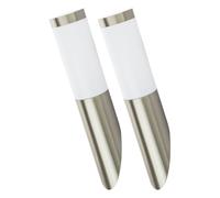 Applique murale d'extérieur, lampe de jardin en acier inoxydable, lampe de porte d'entrée argentée, aspect torche, 1x E27, DxH 7,6x40 cm, lot de 2