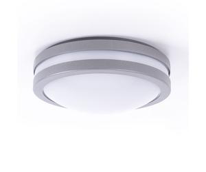 Applique murale d'extérieur lampe d'extérieur applique murale plafonnier plafonnier maison mur, commande vocale dimmable minuterie IP44, acier argent, 1x LED 14W 1440Lm 3000K, DxH 26x9.5cm