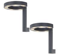 Applique murale d'extérieur LED applique aluminium plastique lumières d'extérieur gris satiné, design anneau, 1x LED 6W 280Lm blanc chaud, HxLxP 20x22x22,5 cm, lot de 2