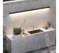 Applique Murale d'extérieur LED Longue IP65 étanche avec télécommande, intensité Variable 10%-100% en Aluminium Noir, luminaire décoratif pour Jardin, Cour, Patio, Couloir (150 c