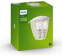Applique Murale d'Extérieur LED, Métal Blanc H19,5cm, Philips Creek, Lanterne Polycarbonate Transparent