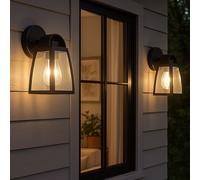 Lampe d'extérieur Lampe murale noire Lampe de façade Lampe de jardin Applique murale, aluminium, LED 7W 806Lm blanc chaud, LxLxH 20x12x12 cm, lot de 2