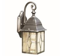 Applique murale d'extérieur rustique Genoa argent-noir Abat-jour en verre IP23