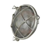 Applique murale d'extérieur Serifos en laiton argenté gris en forme ronde dans un style marine inoxydable étanche IP64 E27 pour le jardin