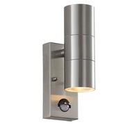 Applique murale d'extérieur tubulaire orientable vers le haut et vers le bas CANON, chromée-argentée, 2xGU10x35W, métal, dimensions : 21x7x10,5 cm, IP44, Endon