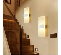Applique murale d'intérieur 12W argent brossé lumière chaude Applique murale d'intérieur AC 85-265(V), éclairage