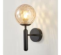 Applique Murale D'intérieur, Applique Murale E27 Moderne Avec Boule De Verre Globe, 1 Lumière, Appliques Murales En Métal Vintage Pour Salon Chambre Salle De Bain Couloir,Noir,D