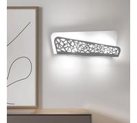Applique murale d'intérieur blanche, applique murale de salon, escalier, 2 flammes, motif décoratif, acier blanc, 2 douilles G9, HxLxP 15x40x4 cm