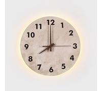 Applique murale d'intérieur de style concis moderne avec horloge, éclairage mural de salon, luminaires muraux en travertin jaune poli à la main for chevet, couloir, étude, chambre d'enfant(30cm)