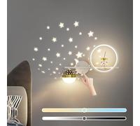 Applique murale d'intérieur LED avec interrupteur tactile à intensité variable - Lampe de chevet ciel étoilé astronaute - Veilleuse moderne pour enfants - 30 W - Blanc - Éclairage mural pour chambre