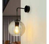 Applique murale d'intérieur métal, verre noir, gris fumé IP20 salon 330 1x E27 max 60W Rétro B08HRWMQPJ VETRO