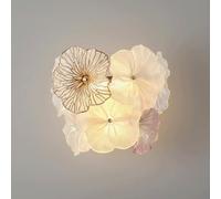 Applique Murale d'intérieur pour Chambre, Couloir, Style Floral français, en Verre, avec Un Bouquet Artistique de pétales et Une Structure en métal doré. Décoration idéale pour sa
