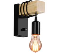 Applique murale d'intérieur - PZCC - Vintage - Bois naturel - Culot E27 - Variateur 0-100%