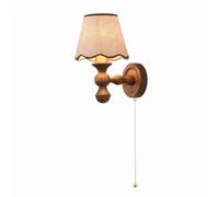 Applique Murale d'intérieur Rustique, Style Ferme Vintage, avec Abat-Jour en Tissu, Base en Bois de frêne et chaînette Antique, idéale pour la Chambre, Le Couloir, la cheminée ou l