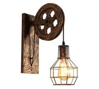 Applique Murale d'intérieur Style Industriel Rustique, poulie en Fer Vintage, Lampe Suspendue réglable en Forme de Cage pour Maison de Campagne, Restaurant, Bar, café