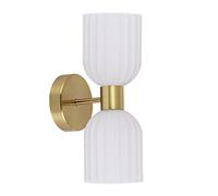 Applique murale double dorée verre blanc 2xE14 Piega LP