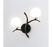 Applique Murale Double Globe LED, Noire et Lumineuse pour Chambre, Salon, Couloir, escalier (foncée)