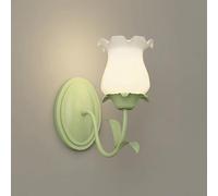 Applique Murale Double Moderne en Forme de Fleur pour Chambre d'enfant Applique Murale Vert Nordique avec Verre Dépoli Lampe D'Intérieur pour Chambre de Fille Salon Porche Couloir