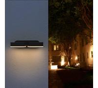 Applique Murale Double Noire LED 12W IP54 Orientable Ovale - Blanc Chaud 2300K - 3500K