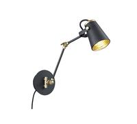 Applique murale Edward noire laiton E14 interrupteur
