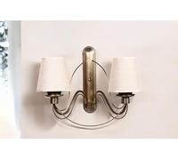 Applique murale élégante avec corps en métal et capuchon en tissu, doré et crème, 35 cm de hauteur | 2 LED de 3,15 W, alimentée par piles, IP20 | Éclairage élégant pour la décoration de la maison