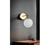 Applique murale élégante avec corps en métal et capuchon en verre, doré et blanc, 25 cm de hauteur | 1 LED 3,15 W, alimenté par batterie, IP20 | Éclairage élégant pour la décoration de la maison
