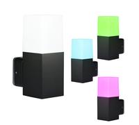 Applique murale en aluminium noir maison applique extérieure lampe extérieure mur, télécommande dimmable, RGB LED 3,5W 290Lm blanc chaud, LxPxH 12,1x8x25 cm