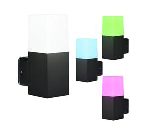 Applique murale en aluminium noir maison applique extérieure lampe extérieure mur, télécommande dimmable, RGB LED 3,5W 290Lm blanc chaud, LxPxH 12,1x8x25 cm