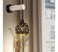 Applique Murale En Bois Lampe De Salon Cristaux Boule 1 Flamme Noir
