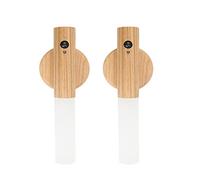 Applique Murale en Bois, Veilleuse d'intérieur avec détecteur de mouvement, Batterie Magnétique Rechargeable Sans fil avec Interrupteur pour Chambre, Couloir, Escalier (Frêne - 2Pc)