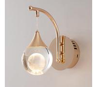 Applique murale en cristal globe, luminaire mural LED moderne avec 3 températures de couleur, applique murale en or rose, éclairage mural intérieur pour chambre à coucher, chevet, salle de bain
