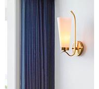 Applique murale en laiton luminaire applique murale moderne, applique murale en cuivre avec abat-jour en verre blanc, appliques murales E27 lampes de tête de lit pour couloir de chevet de chambre