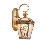Applique Murale En Métal Cuivré Avec Abat-Jour En Verre, Couleur Or, Idéale Pour Porche, Garage, Terrasse, Jardin, Entrée, 40 W Max., Douille E27 (Grand Modèle)./Grand