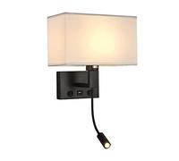 Applique murale en tissu for chambre à coucher, lampe de lecture avec interrupteur, applique câblée moderne en métal noir, chargement USB, col de cygne flexible, luminaire mural de chevet ( Color : Bl