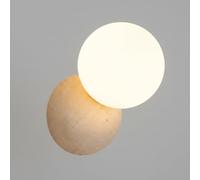 Applique Murale En Travertin Jaune, Luminaire Mural En Pierre, Lampe de Coiffeuse Globe En Verre Crème, Applique Murale Minimaliste En Forme de Sphère Pour Chambre, Salon, Couloir, Escalier, Décoratio