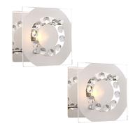 Applique murale en verre cristallin, luminaire de salon, de couloir, chrome, cristaux K5, LxlxH 12x12x9 cm, lot de 2