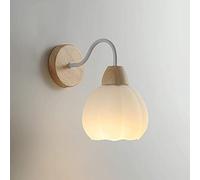 Applique Murale en Verre Moderne, boîtier Bois/métal, Lampe Filaire, luminaire d'intérieur E27, Salon de Lecture for Chambre à Coucher(Wood,B)