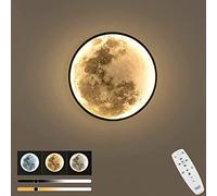 Applique Murale Enfant Lune Dimmable avec Télécommande - Lampe Murale Intérieure LED 3D Veilleuse pour Chambre d'Enfant - Lampe de Lit Pleine Lune Ronde LED pour Chambre, Salon, Escalier, Couloir