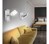Applique murale spot lampe applique murale spot de couloir, spot mobile, nickel satiné, LED 6W 380Lm blanc chaud, Lxl 15x7cm, lot de 2