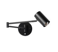 Applique Murale Extensible E27 avec Interrupteur - Lampe Murale en Métal Noir avec Bras Articulé et Tête Orientable