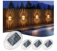 Applique Murale Exterieur Solaire Blanc Chaud Lot de 4 Lampe Solaire Exterieur avec Effet Lumineux à 360° Solar Wall 4P