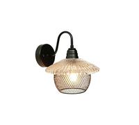 Applique Murale Extérieure, 25 Cm, Col de Cygne Vintage, Abat-Jour En Verre Côtelé Style Industriel Et Cage En Métal, Douille E27 Étanche, En Fer Et Aluminium, Idéale Pour Jardin, Terrasse, Villa, Por