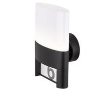 Applique murale extérieure applique numéro de maison lumière extérieure IP54, applique maison terrasse jardin, métal noir, autocollant, 1x LED 10,5W 660Lm 3000K, HxLxP 28x15,5x13,5cm, Wofi 12227