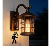 Applique murale extérieure avec détecteur de mouvement, culot E27, en aluminium et en verre, étanche